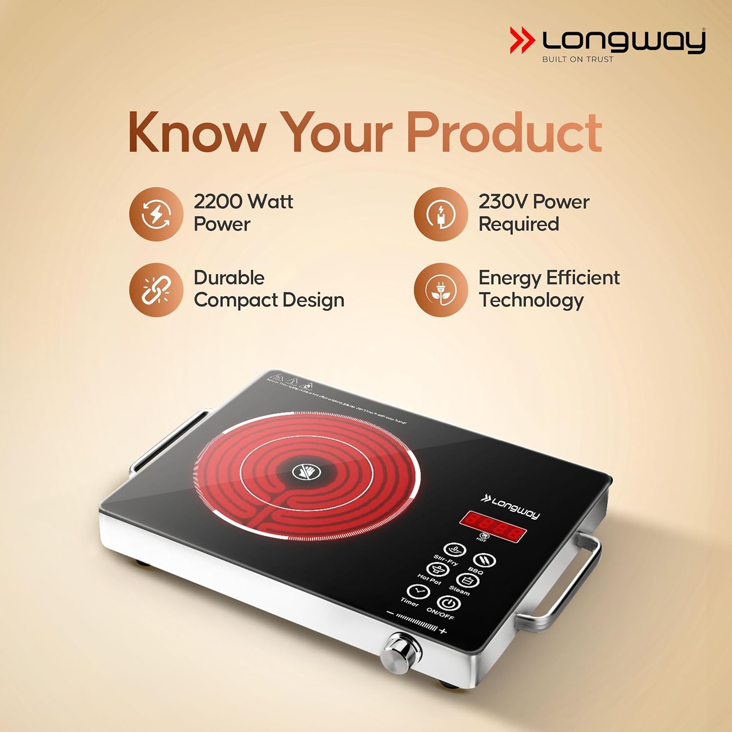 Longway Infralite Pro ICT 2200 W Infrared Cooktop